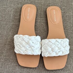 Marc Fisher Ivory Braided Slide Sandals